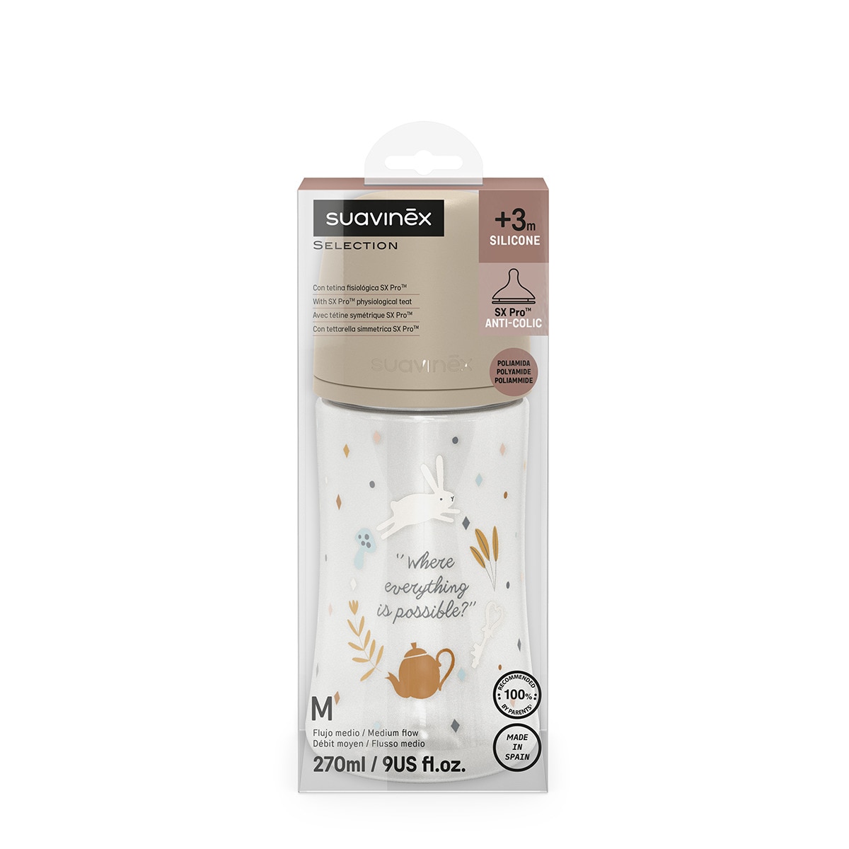 Biberão de Poliamida com Tetina Fisiológica SX Pro Wonderland Fluxo Médio - 270 ml Bege-4