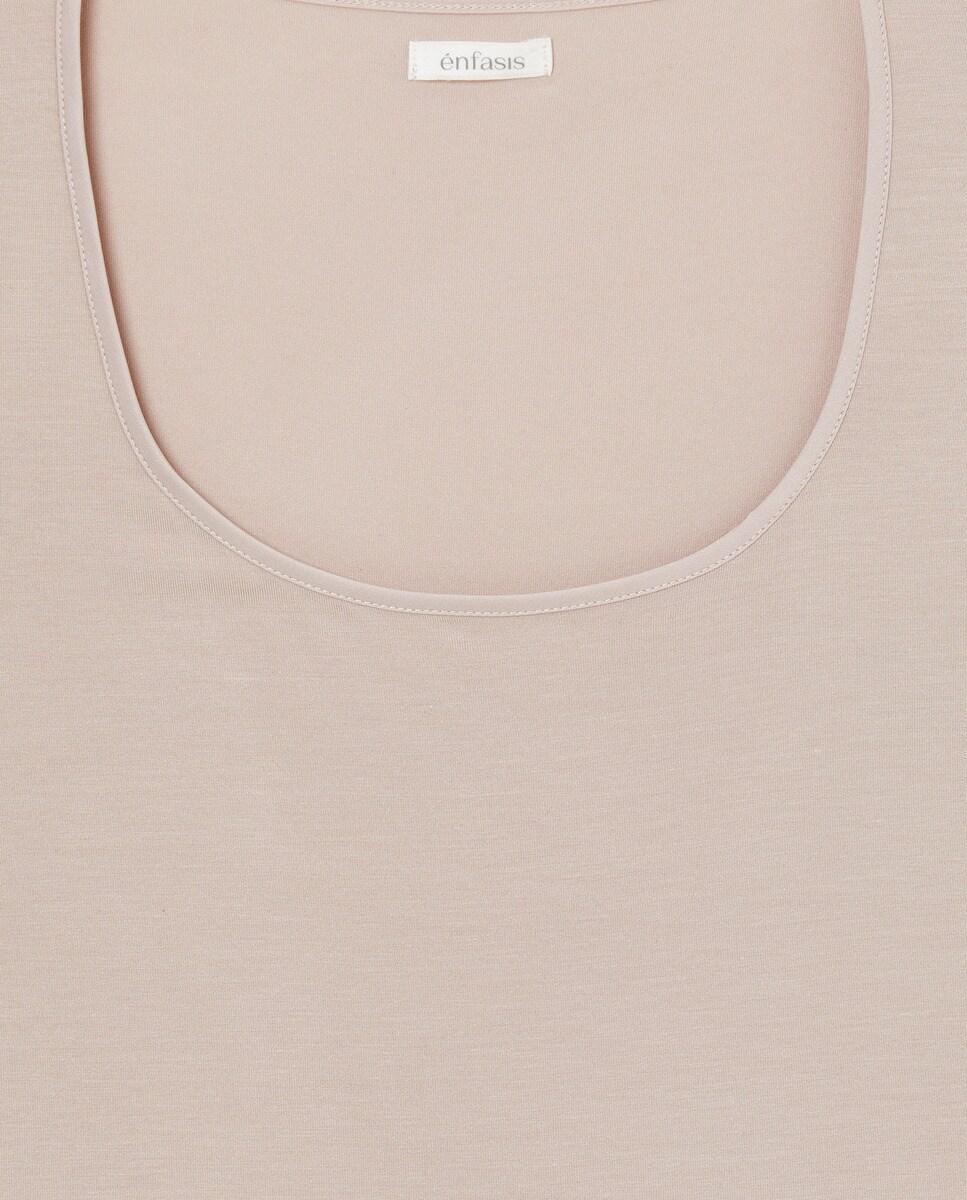 Camisola Interior com Vivos de Cetim Vison Claro-5