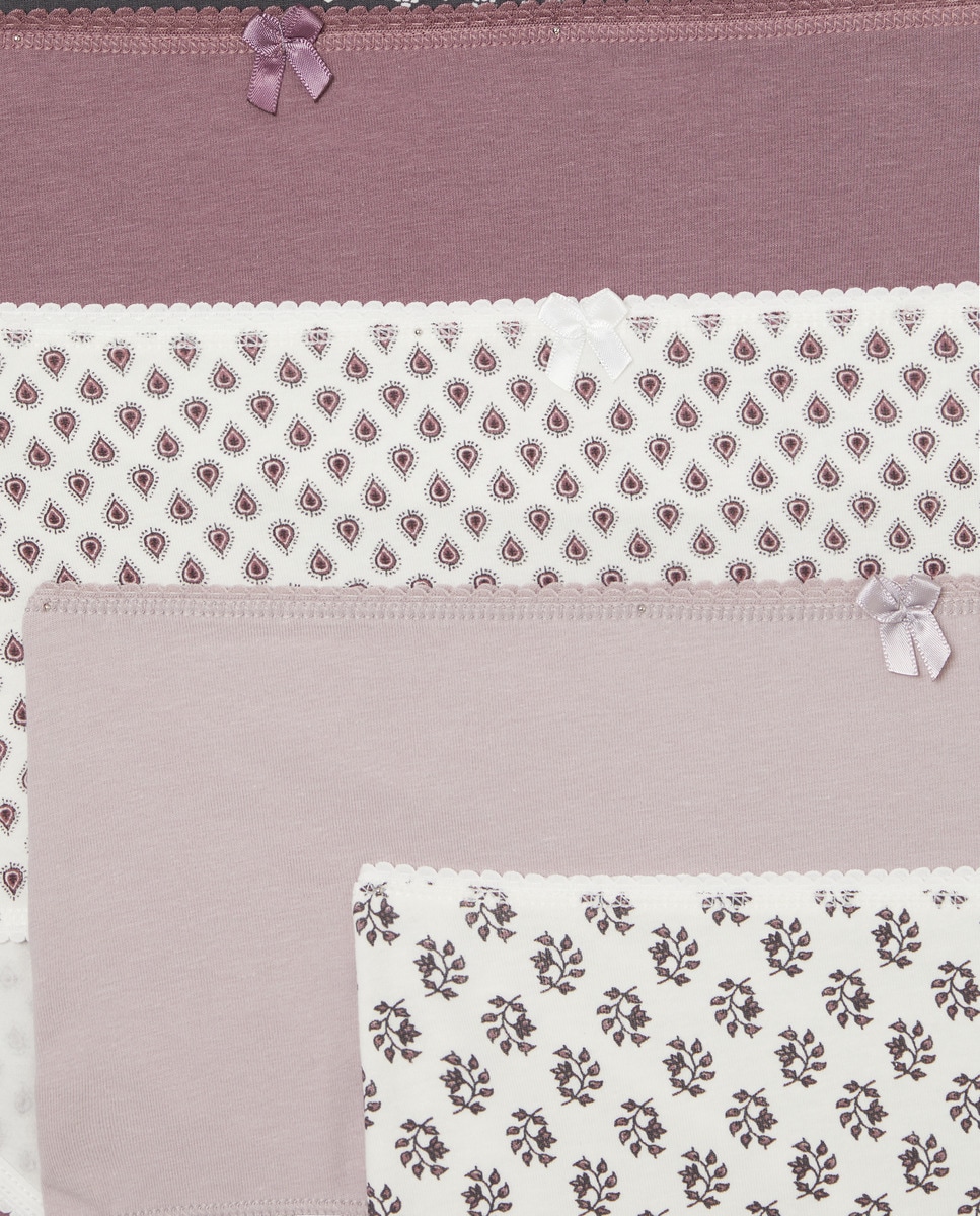 Pack 5 bragas altas estampadas algodón Lila-4