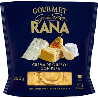 pasta fresca ravioli al huevo relleno de crema de quesos con pera 2 raciones envase 250 g - Giovanni Rana