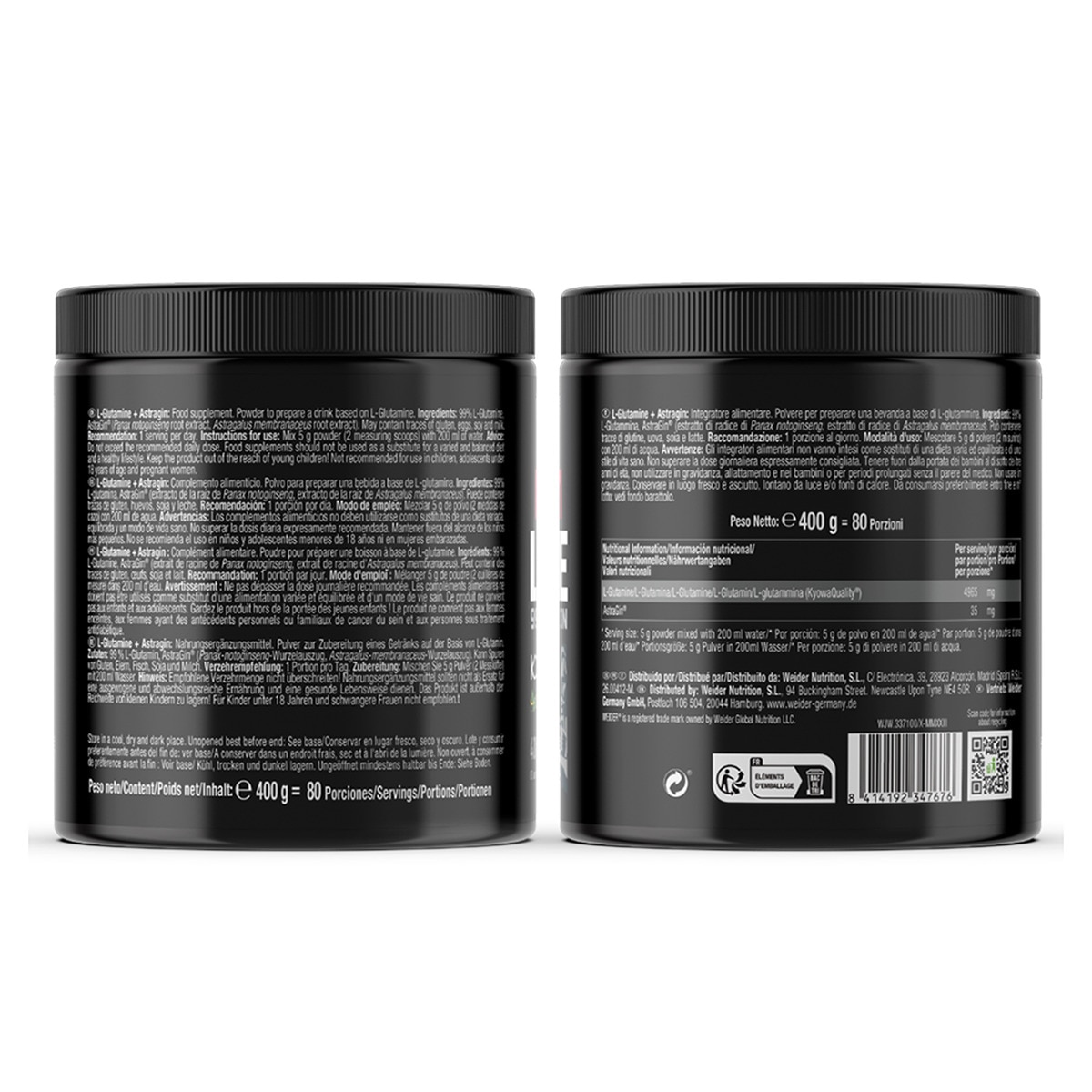 Premium L-Glutamina+Astragin 400G Weider 2