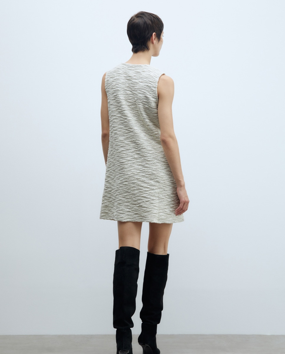 Vestido Tipo Jardineiras com Textura Cru-5
