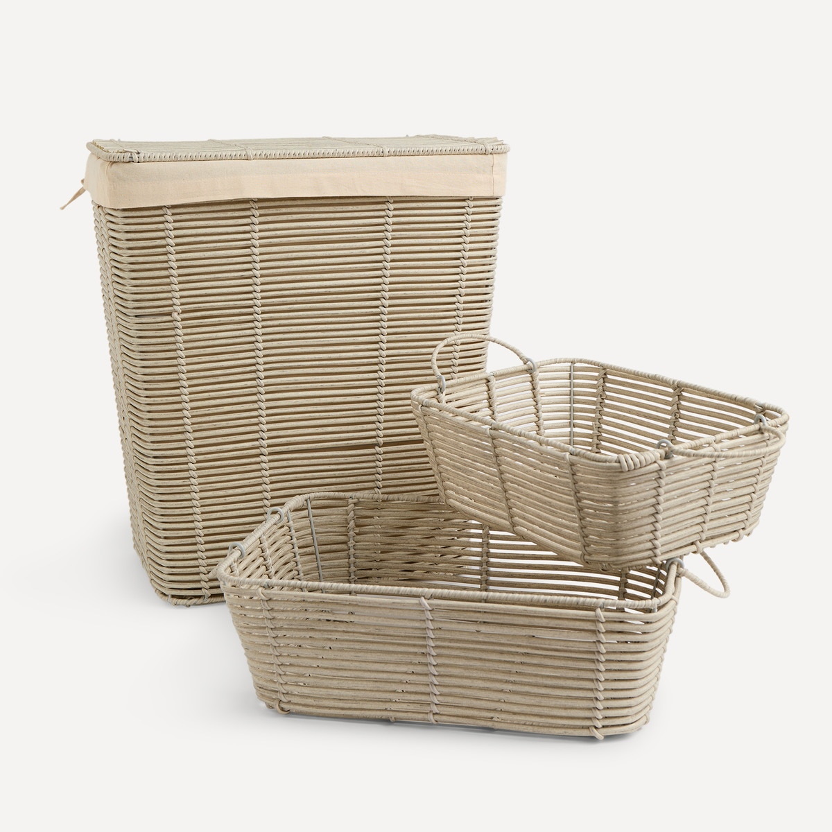 Cesto para ropa de poliratán El Corte Inglés Blanco-5