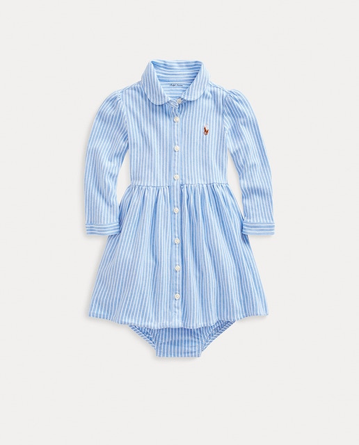 Imagen 0 de Vestido de bebé niña de algodón con rayas