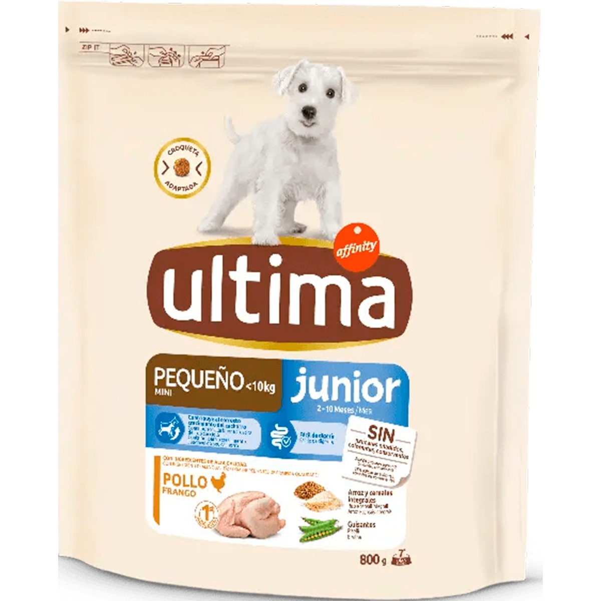 Alimento Seco para Cão Mini Júnior sabor Frango embalagem 800 g