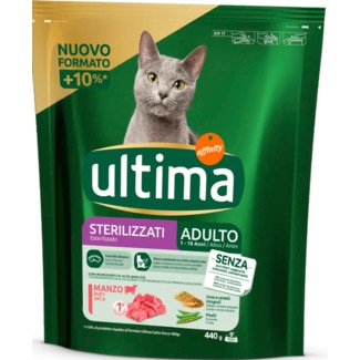 Alimento Seco para Gato Esterilizado sabor Vaca embalagem 440 g - Ultima