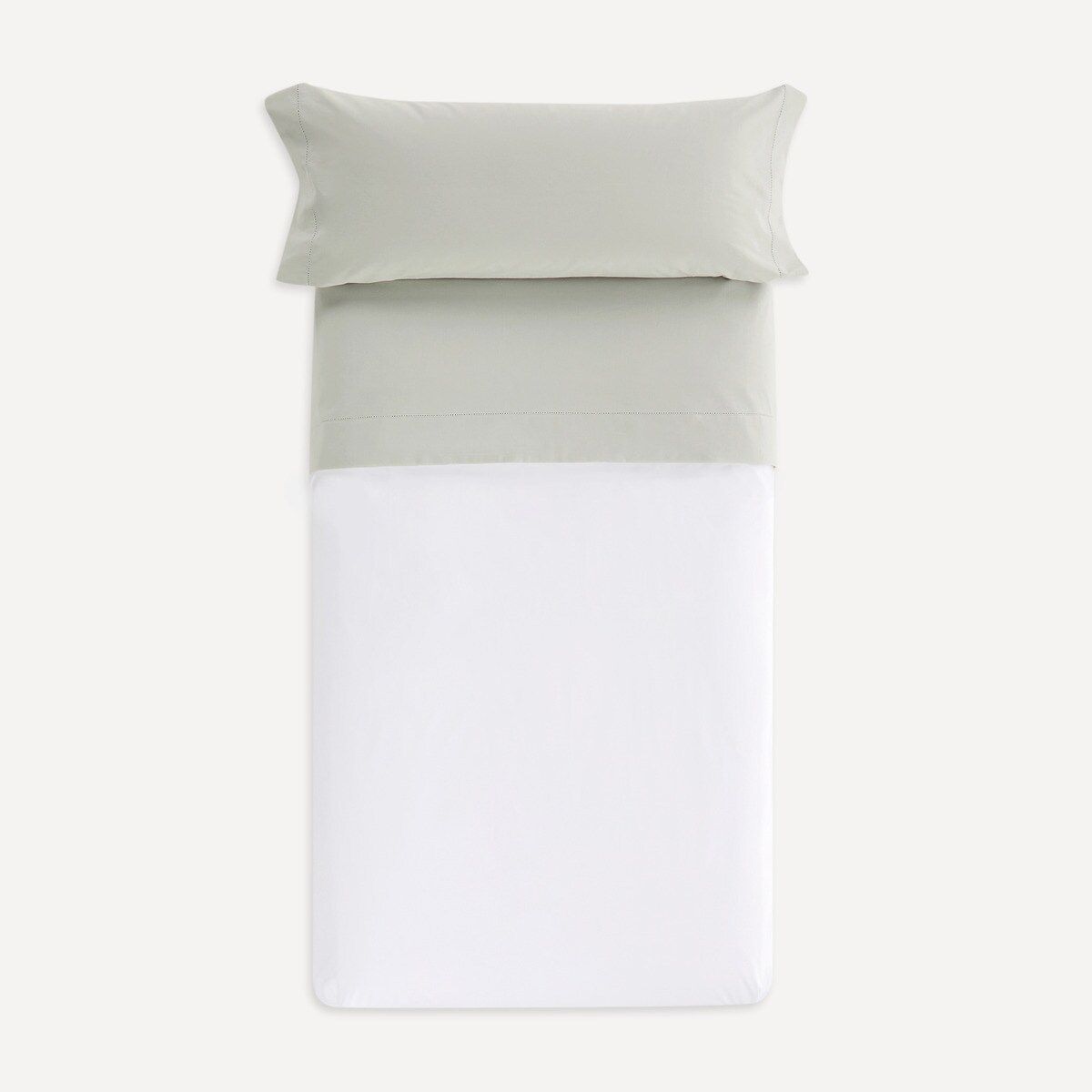 Juego de sábanas con bajera algodón Vainica New Basics El Corte Inglés Verde-3