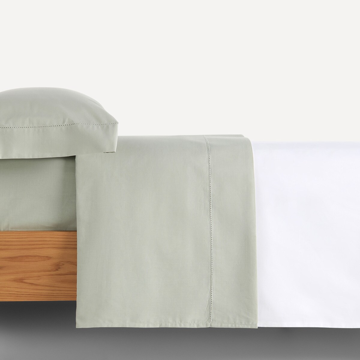 Juego de sábanas con bajera algodón Vainica New Basics El Corte Inglés Verde-1