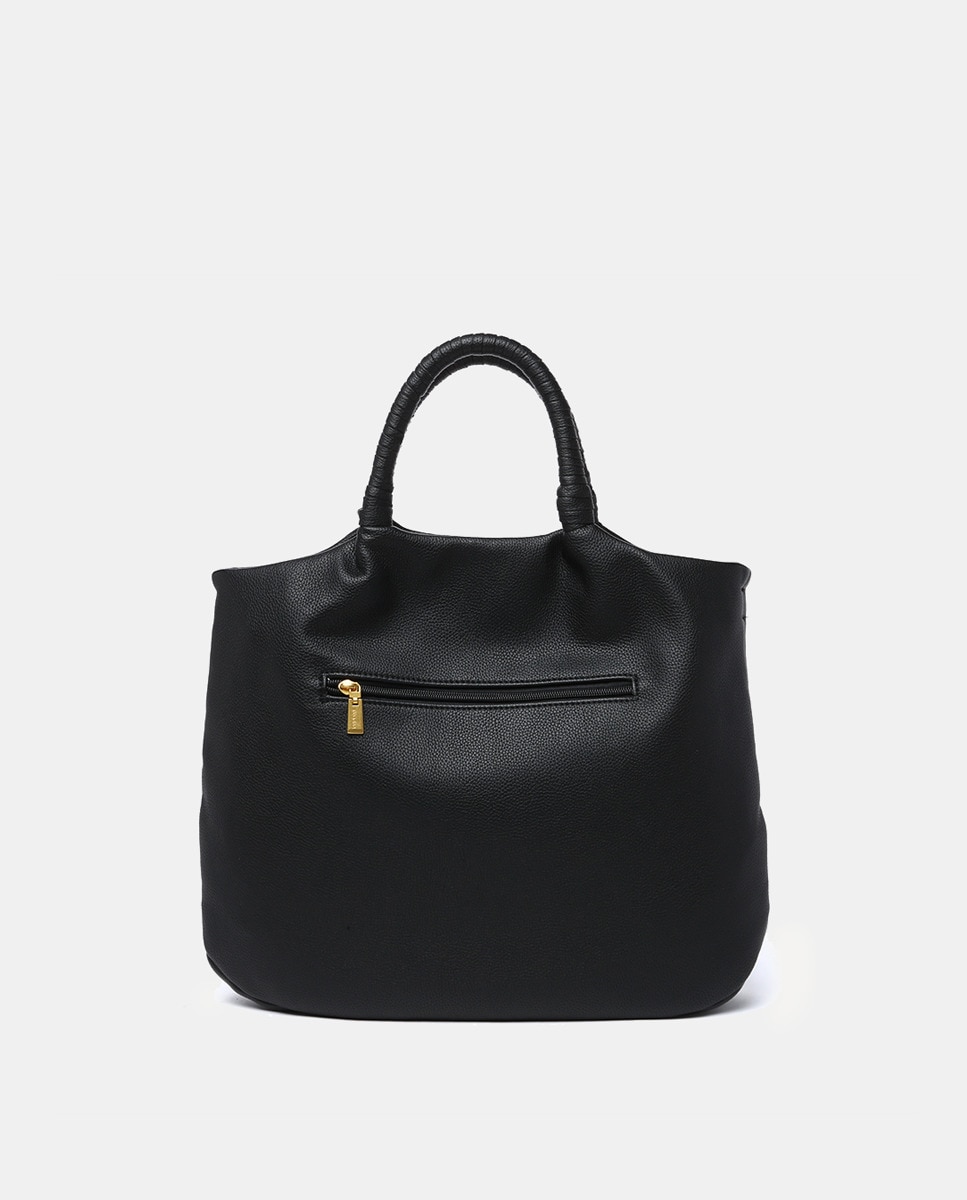 Mala Shopper em Materiais Reciclados Entrançados - Preto Preto-3