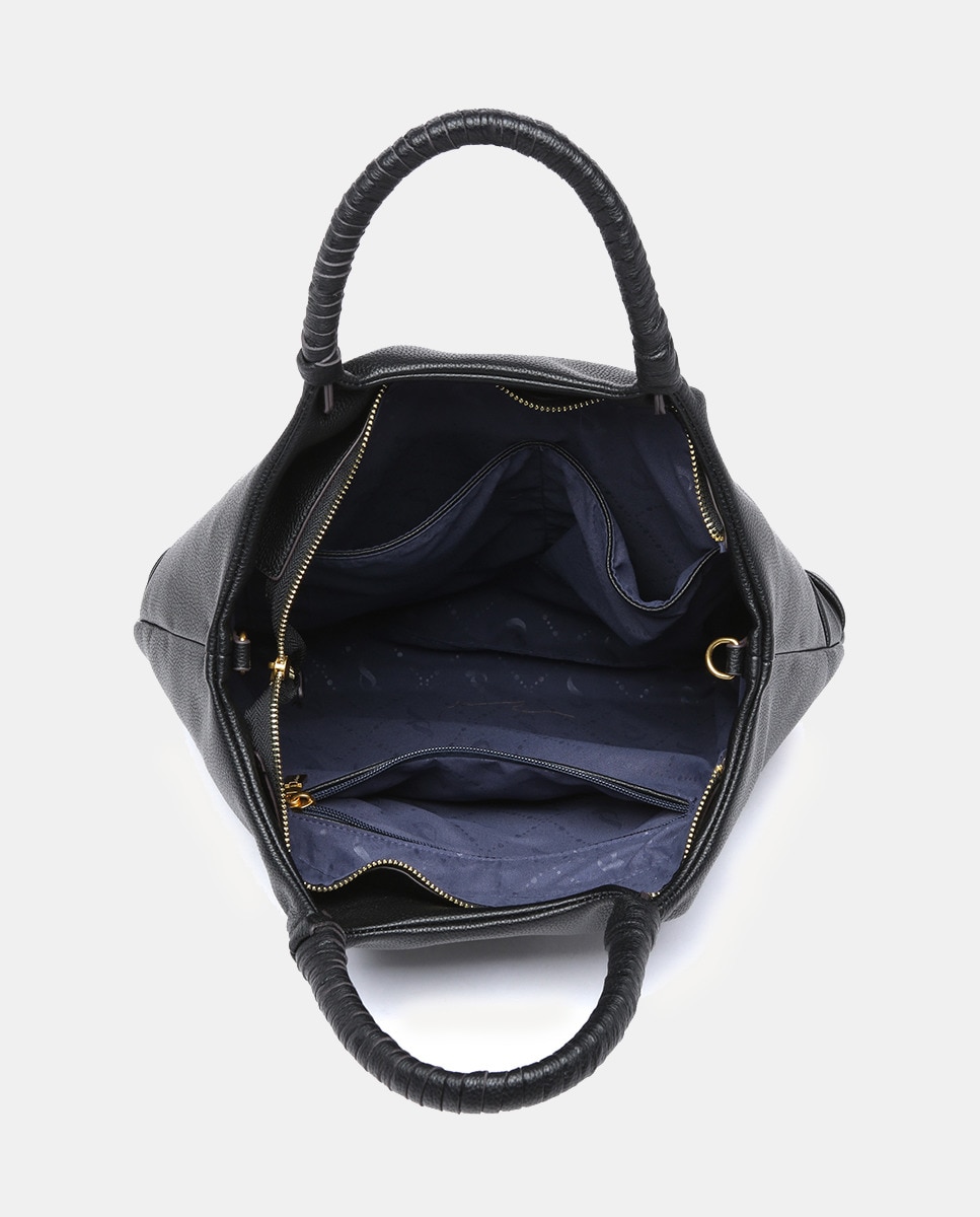 Mala Shopper em Materiais Reciclados Entrançados - Preto Preto-6