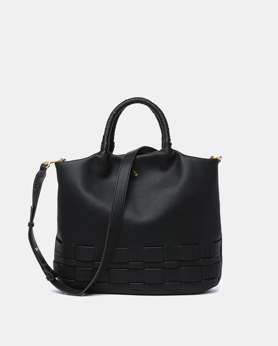 Mala Shopper em Materiais Reciclados Entrançados - Preto Preto-4