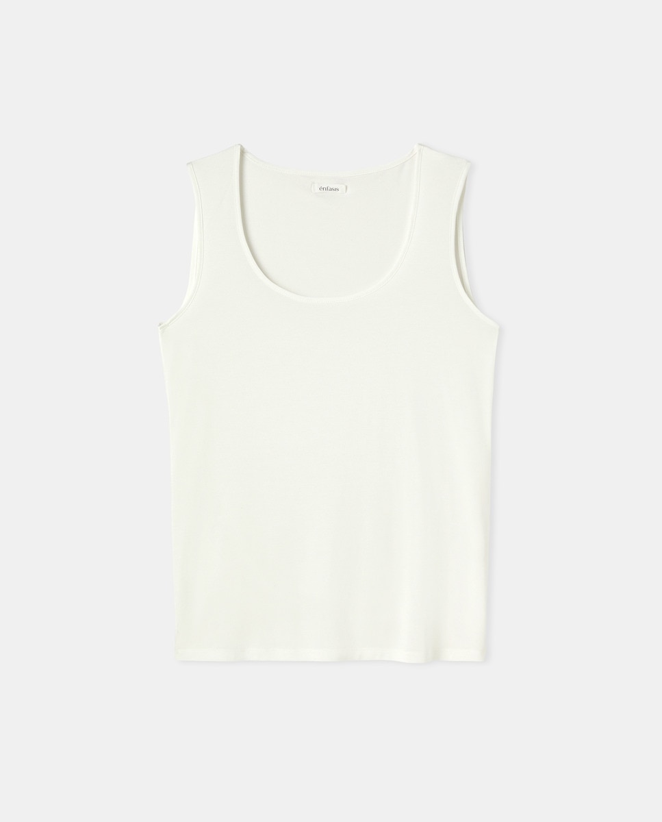 Camisola Interior com Vivos de Cetim 120 Cru-4