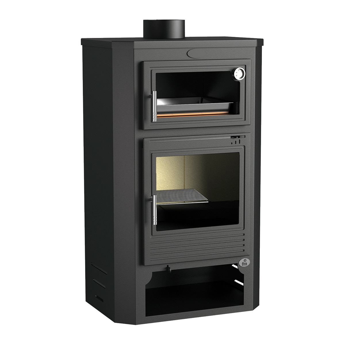 Imagen 0 de Estufa de Leña Frontal con Horno Envolvente y Leñero M-104
