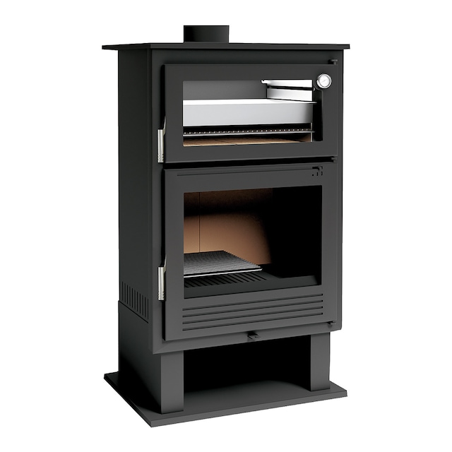 Imagen 0 de Estufa de Leña Frontal con Horno Acero Inoxidable y Leñero CH-8