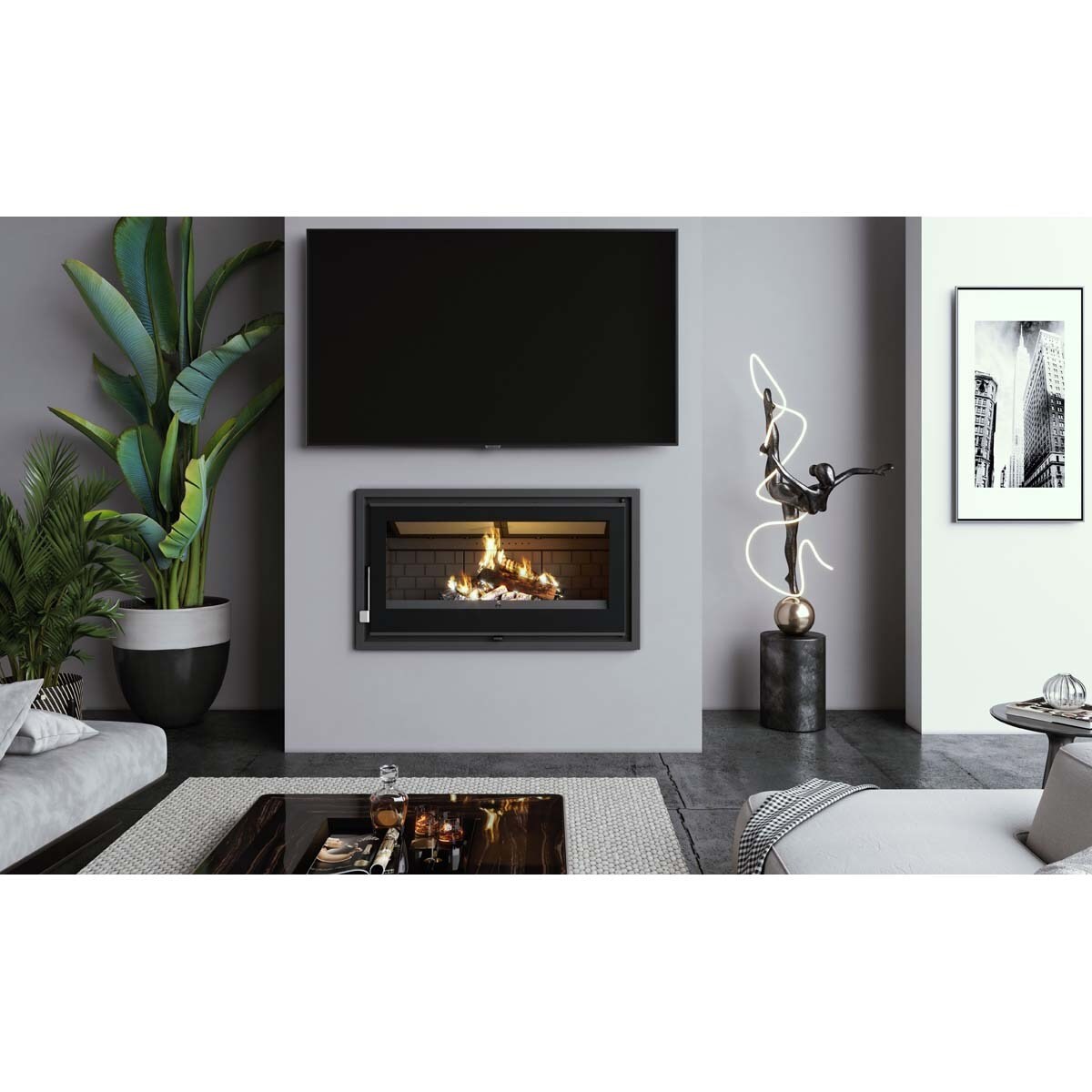 Insertable de Leña Panorámico IZ-170 FKT Negro-2