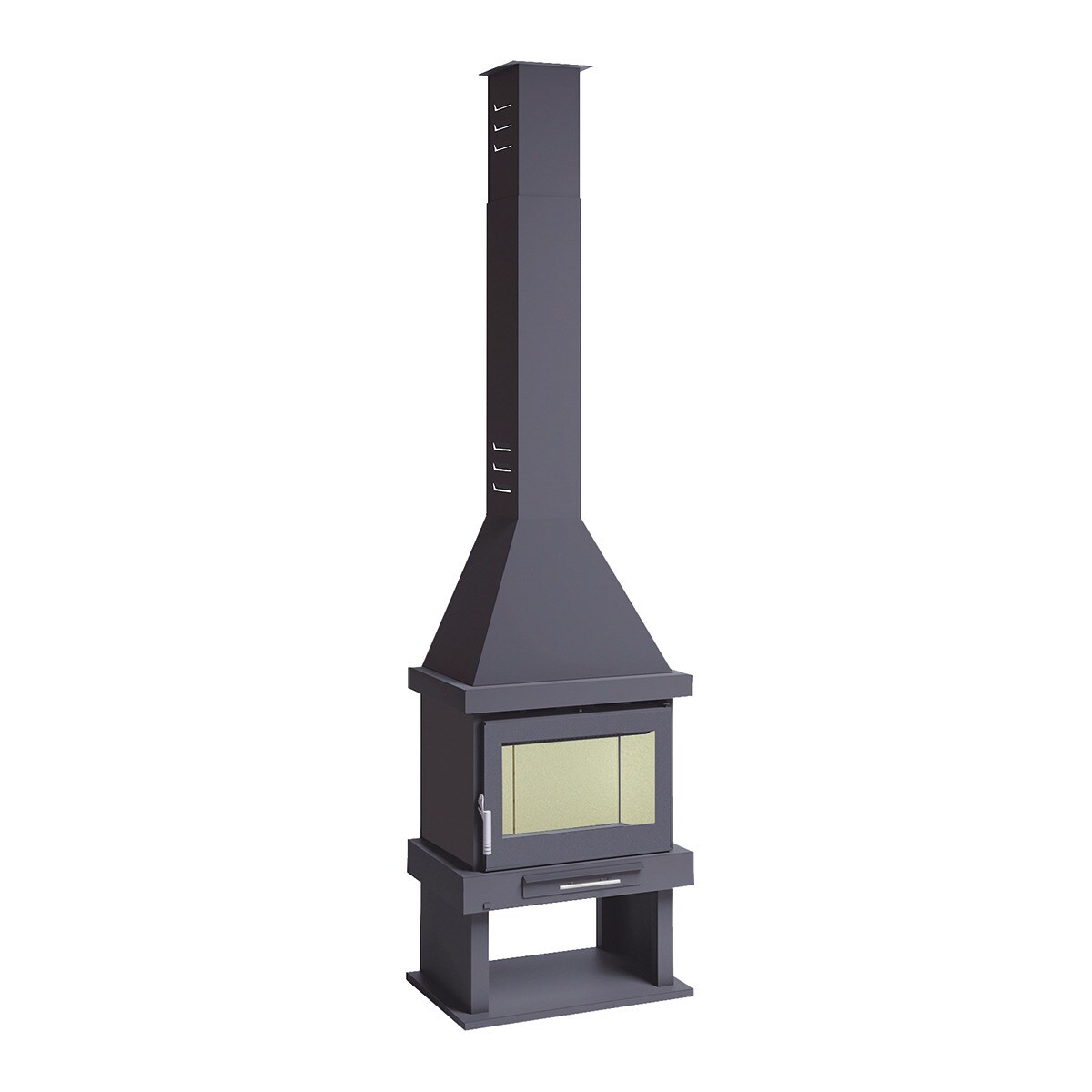 Chimenea Leña Frontal C-300 T Negro-1