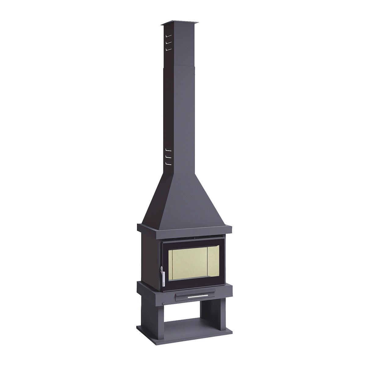 Chimenea Leña Frontal C-300 TK Negro-1