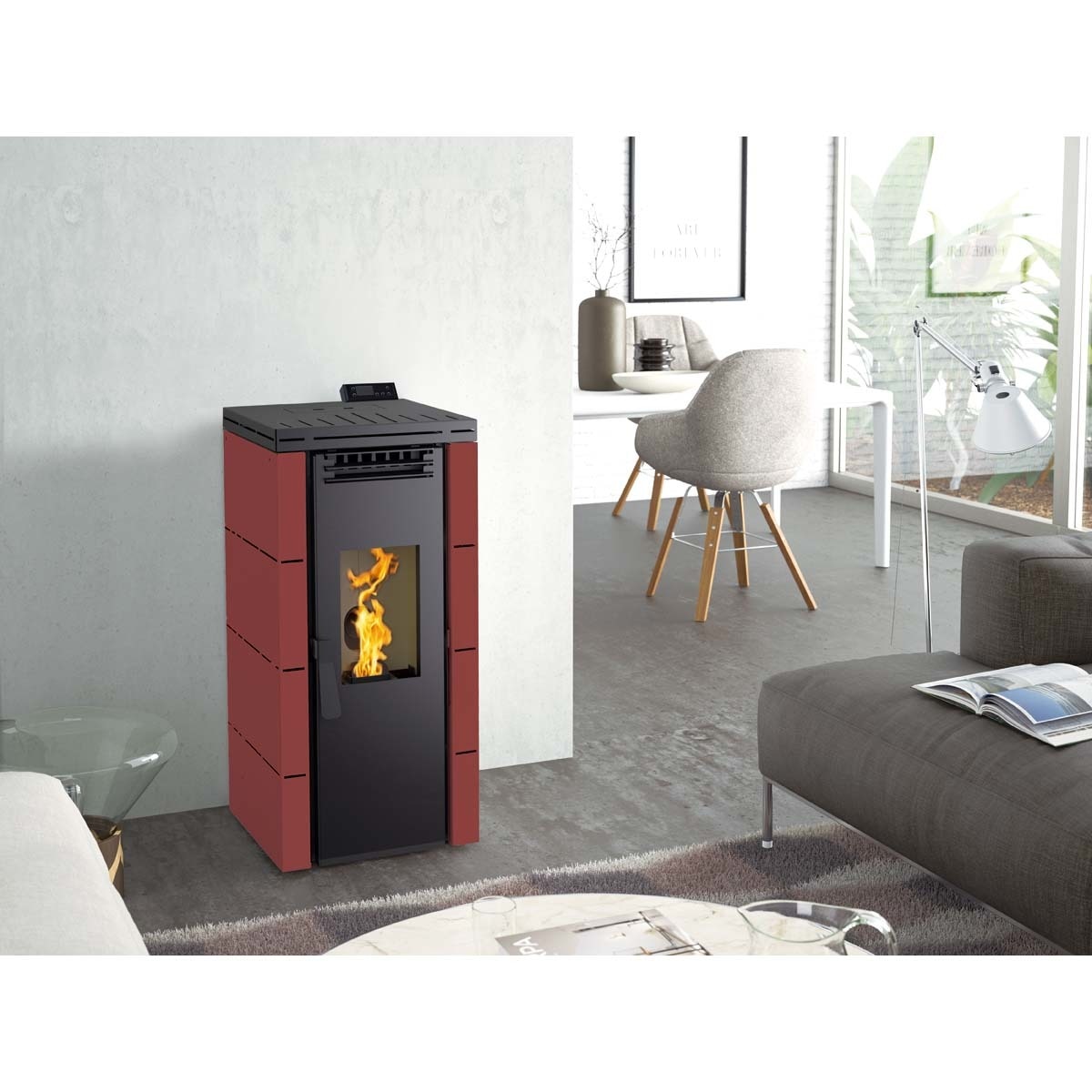 Estufa de Pellet Frontal BP-100 Burdeos-2