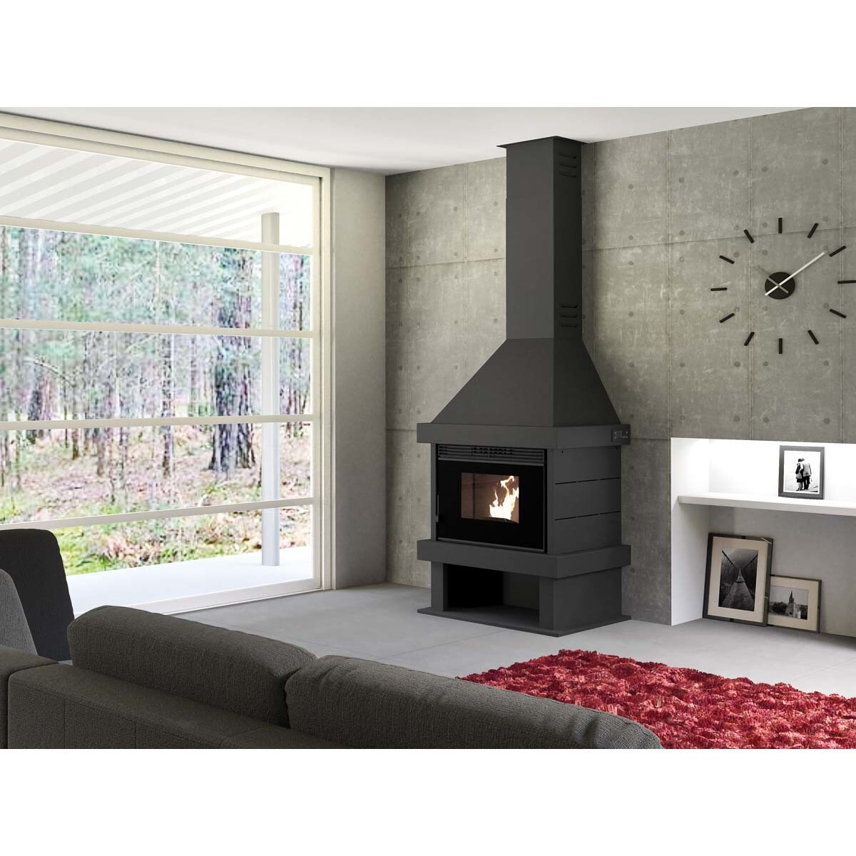 Chimenea Metálica de Pellet CP-170 K Negro Negro-2