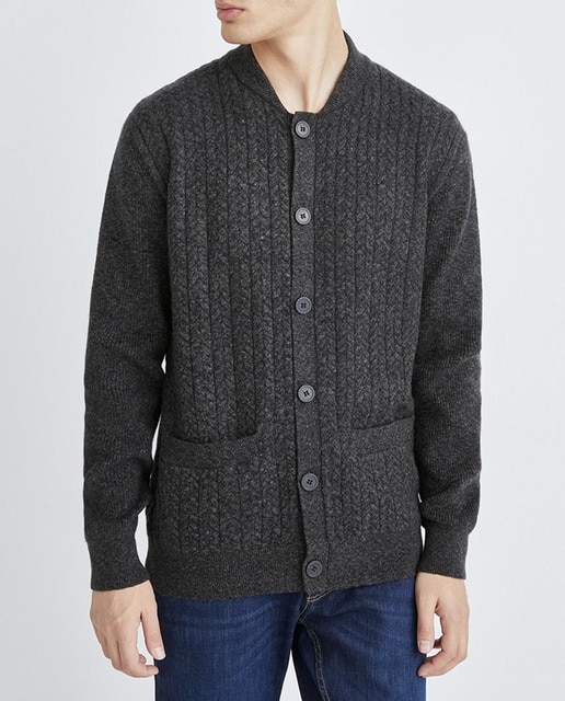 Imagen 0 de Cárdigan de hombre regular fit mezcla de puntos con lana