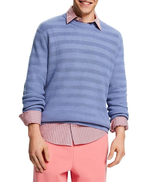 Imagen 0 de Jersey de hombre algodón mezcla de puntos rayas a tono