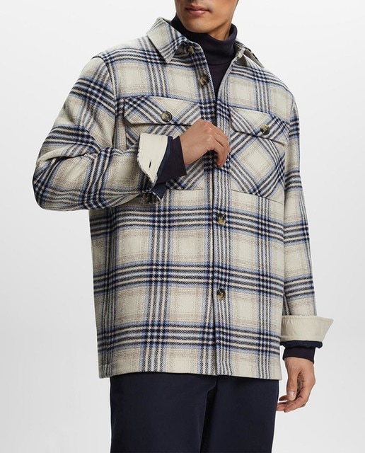 Imagen 0 de Sobrecamisa de hombre regular fit con lana cuadros