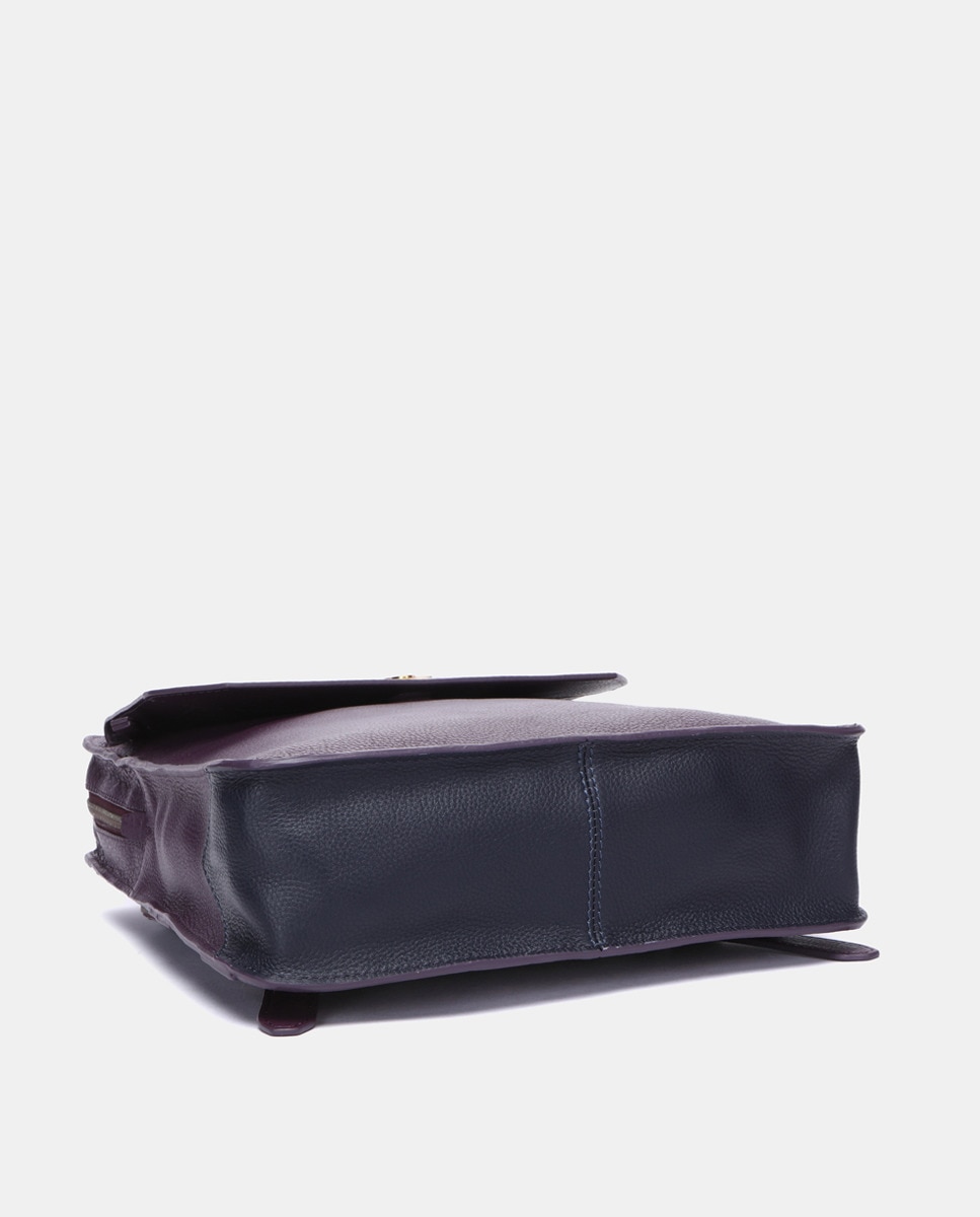 Mochila em Pele com Detalhes Dourados e Fecho de Correr Lilás-4