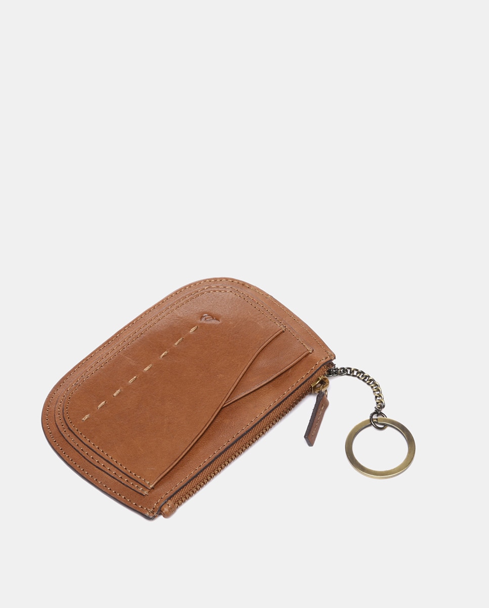 Porta-Moedas Meia-Lua em Pele - Conhaque Camel-4