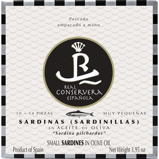 sardinillas en aceite de oliva muy pequeñas 10-14 piezas lata 78 g neto escurrido - Real Conservera Española