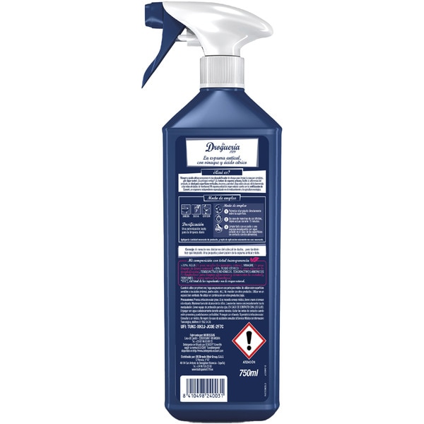 limpiador antical en espuma con vinagre y ácido cítrico perfume de frambuesa spray gun 750 ml