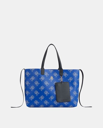 Imagen 0 de Tote en azul con estampado de logotipo y monedero extraíble