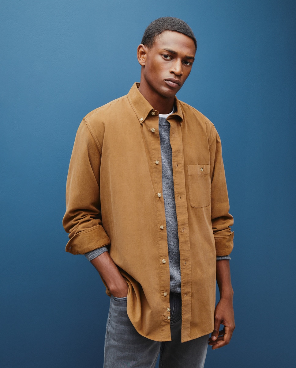 Camisa de Bombazina Camel-2
