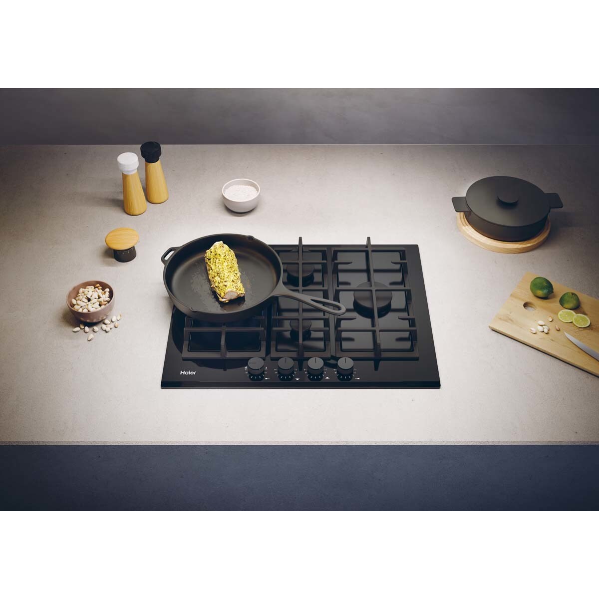 Placa de Gas Haier 4 quedamadores Gas On Glass Series 6 - HAVG5D4TB Negro-5