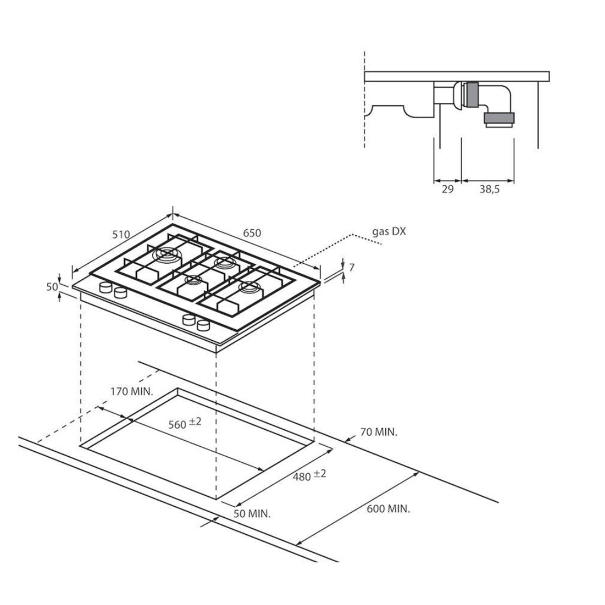 Placa de Gas Haier 4 quedamadores Gas On Glass Series 6 - HAVG5D4TB Negro-2