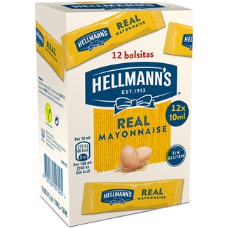 mayonesa sin gluten sin lactosa 12 bolsitas 10 ml - Hellmann's