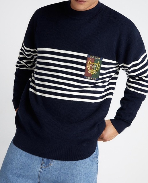 Imagen 0 de Jersey de hombre con rayas marineras escudo