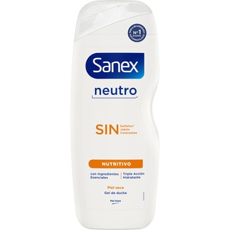 gel de baño Neutro Nutritivo con ingredientes esenciales botella 600 ml para piel seca - Sanex Neutro Sin