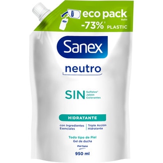 gel de baño Neutro Hidratante con ingredientes esenciales eco pack envase 950 ml para todo tipo de piel - Sanex Neutro Sin