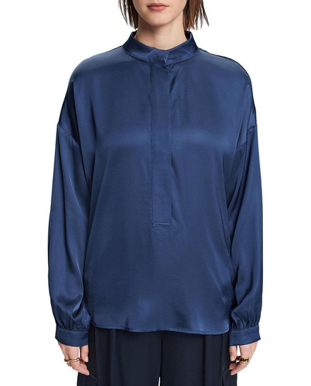 Blusa satinada de mujer cuello perkins — oferta en Primeriti