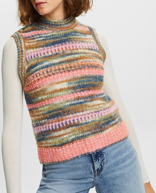 Imagen 0 de Chaleco punto de mujer rayas multicolor