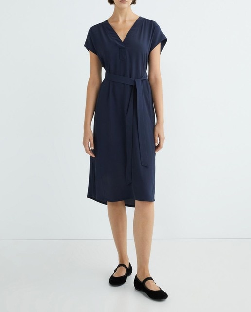 Imagen 0 de Vestido crepe midi viscosa lazada