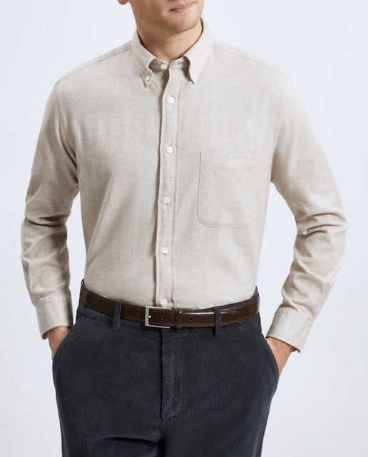 Imagen 0 de Camisa sport lisa de invierno Classic Fit de hombre