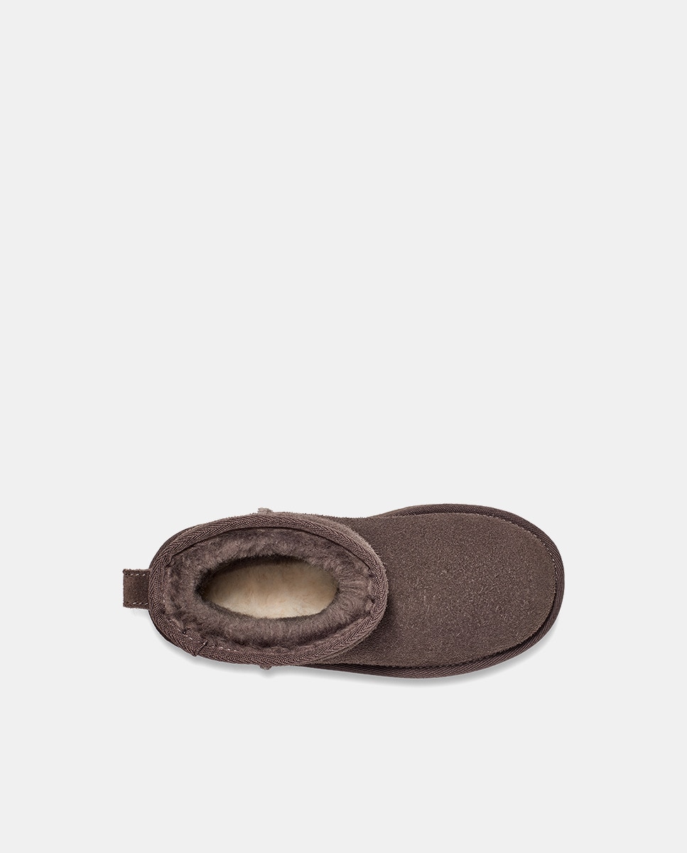 Botas Classic Mini Platform com Forro Interior de Pelo e em Pele Cinzento-5