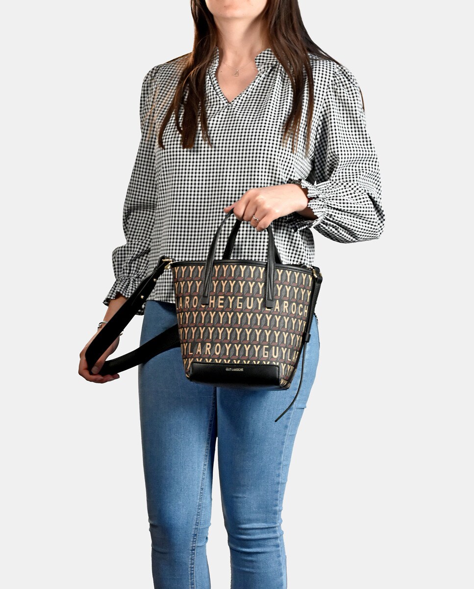 Bolso cubo El Caballo con asa de mano y bandolera en lona color