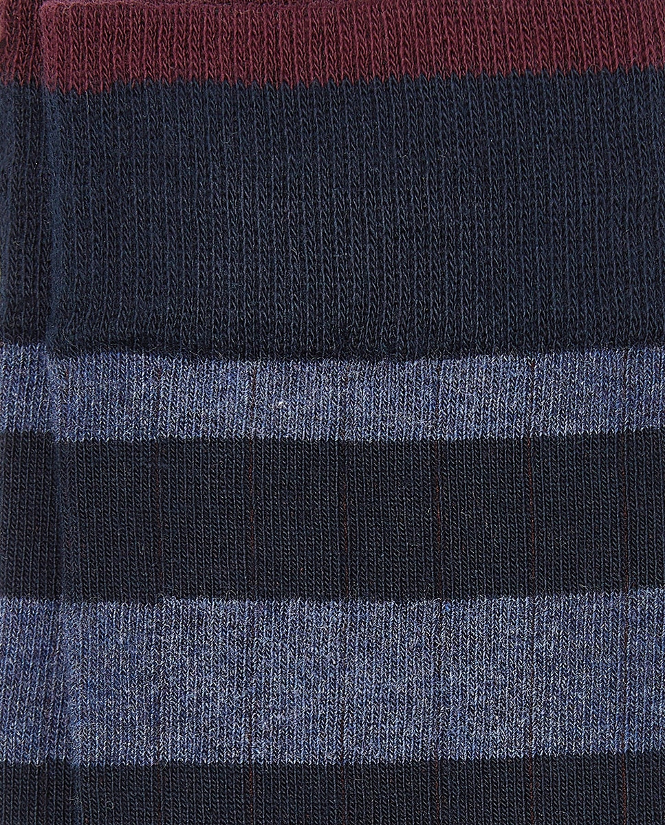 Meias Altas às Riscas Bicolor - Azul Azul-2