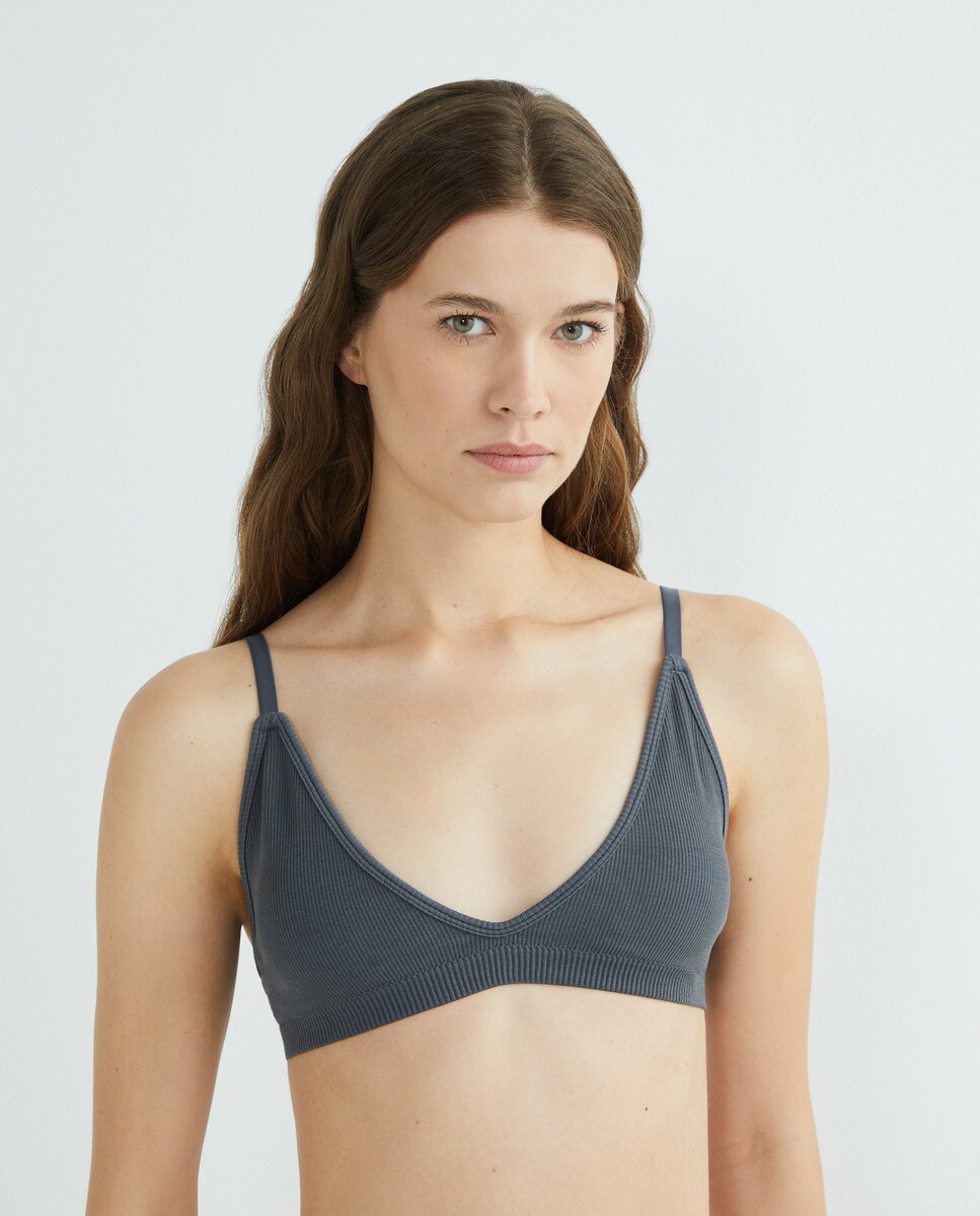 Sujetador canalé Gris oscuro-1