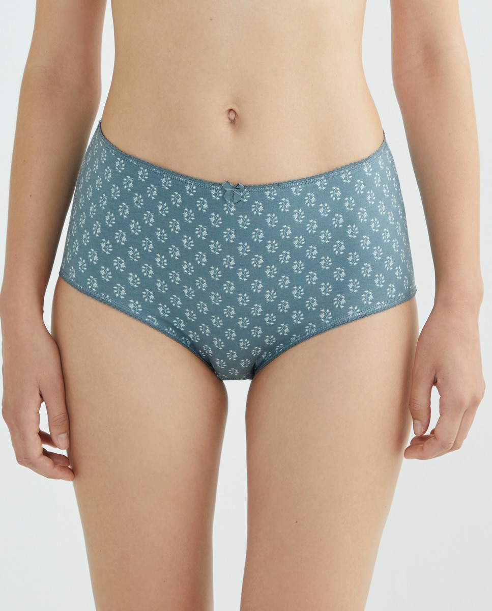 Pack 5 bragas altas estampadas algodón Verde-1