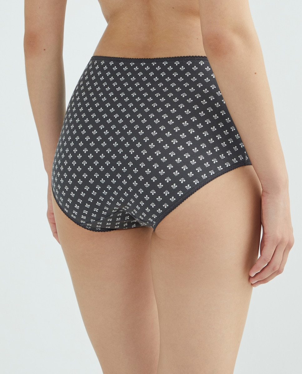 Pack 5 bragas altas estampadas algodón Gris oscuro-2