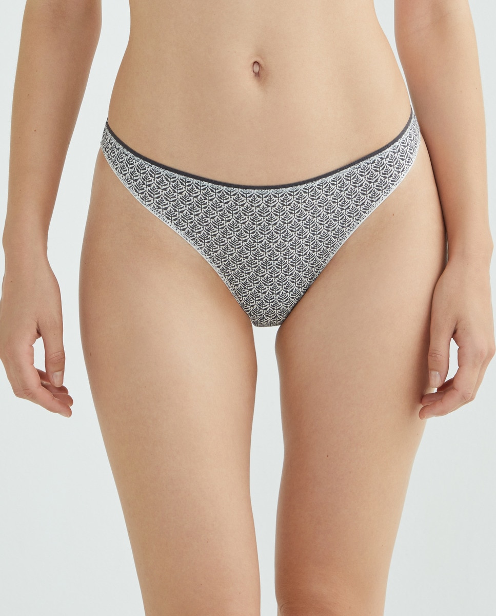 Pack 5 tangas algodón estampados Gris oscuro-1