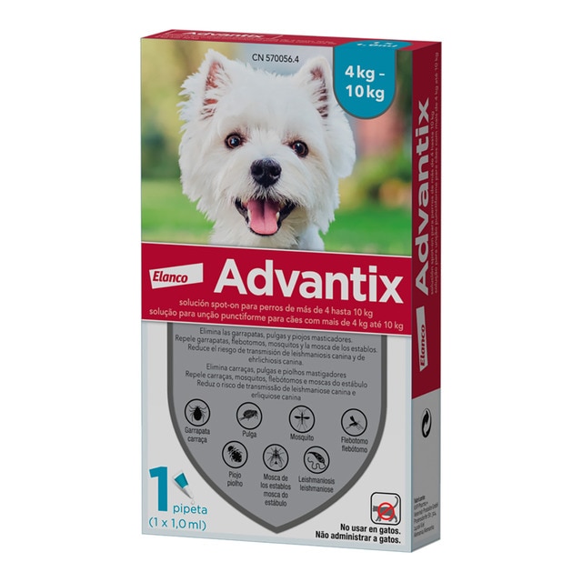 Imagen 0 de Pipeta desparasitante Bayer Advantix para perros de 4 a 10 Kg